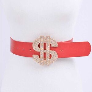 🎊Host Pick 🎉 Black Leather Crystal Dollar Sign Statement Belt